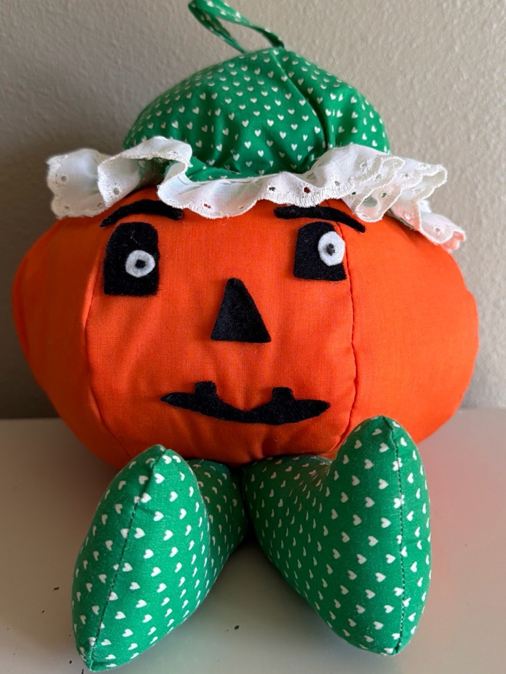 Vintage Handmade Orange Jacket O Lantern Stuffed Pumpkin Grannycore Halloween